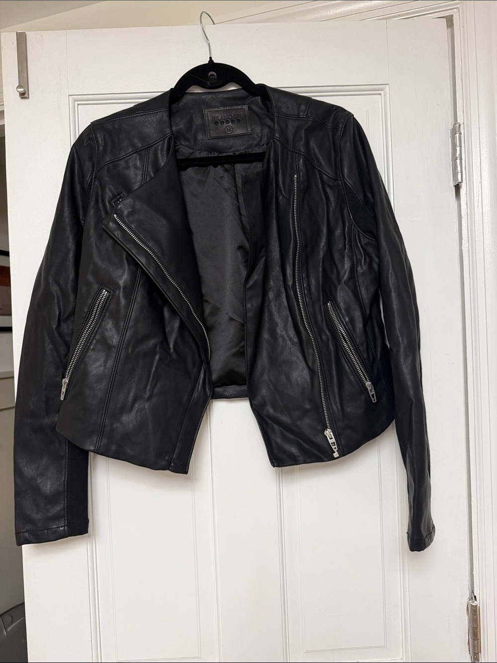 Blank NYC Black Leather Asymmetrical Zip Jacket
